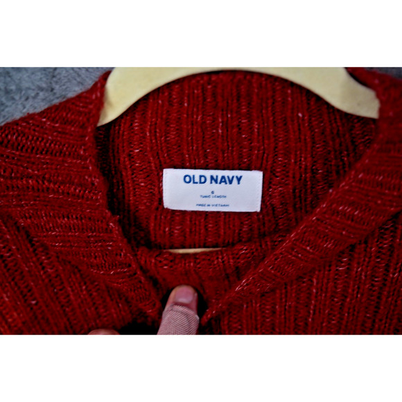 Old Navy Women’s Red Ribbed Tunic Sweater Size Small Soft Knit Pullover - Picture 2 of 5